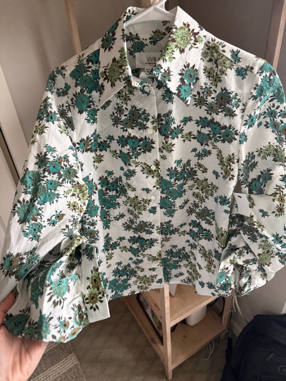 Victoria Beckham | Women's Green Floral Button-Up Shirt